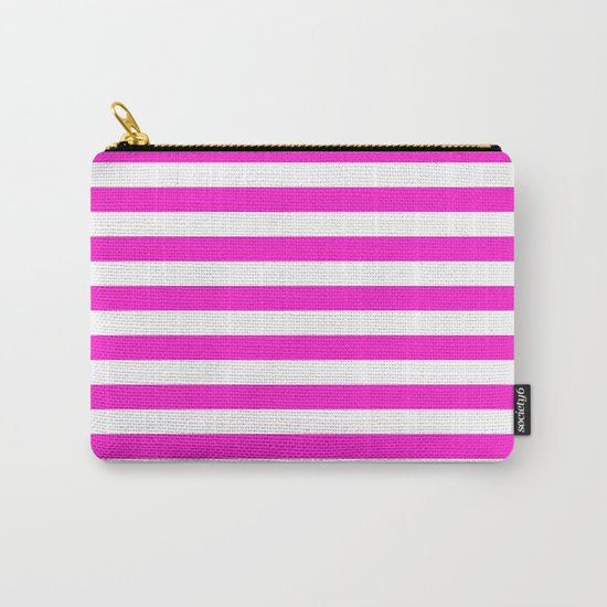 Horizontal Stripes (Hot Magenta/White) Carry-All Pouch