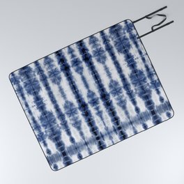 Tiki Shibori Blue Picnic Blanket