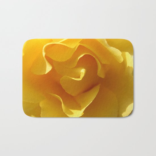 Yellow Rose Ruffles Abstract Bath Mat