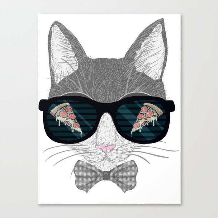 Cat in Pizza Shades Canvas Print