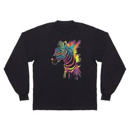 Zebra Splatters Colorful Animals Long Sleeve T-shirt