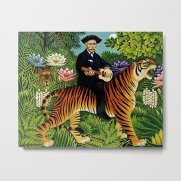Henri Rousseau Dreaming of Tigers tropical big cat jungle scene by Henri Rousseau Metal Print | Orchids, Painting, Lookatiger, Eyeofthetiger, Africa, Felines, Henrirousseau, Amazon, Tigers, Brazil 