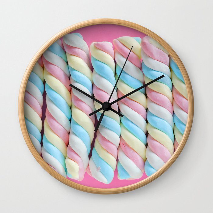Rainbow Marshmallow Candy Wall Clock
