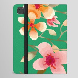 Retro Green Wild Flower Folk Country Garden iPad Folio Case