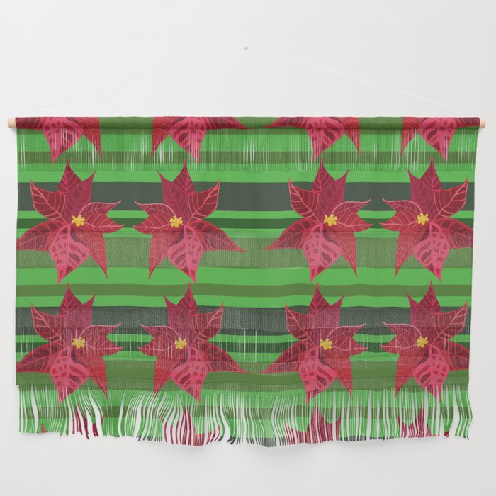 Red Poinsettia Flowers Christmas Mood  Wall Hanging