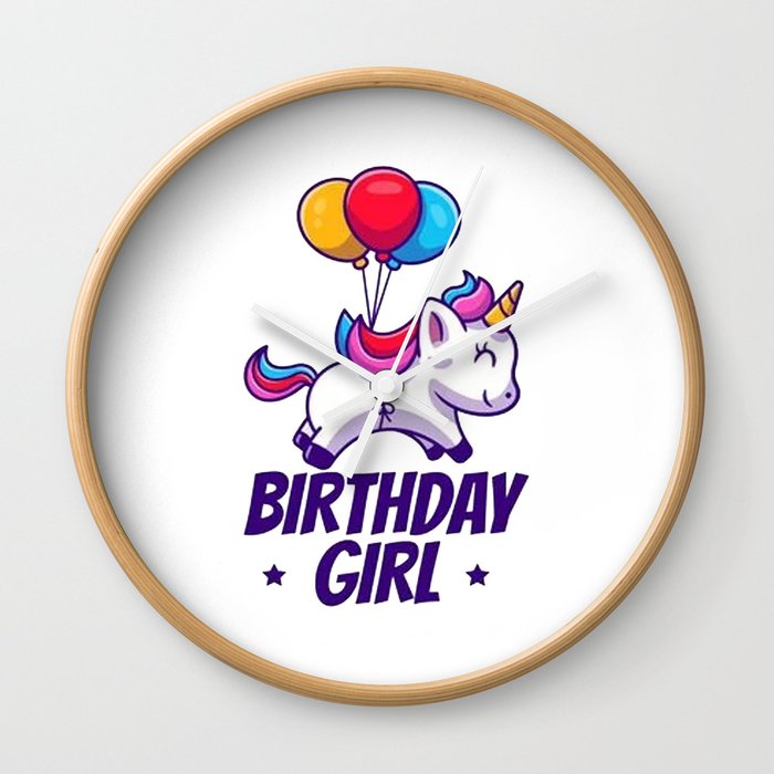 Cute Unicorn Birthday Girl Wall Clock