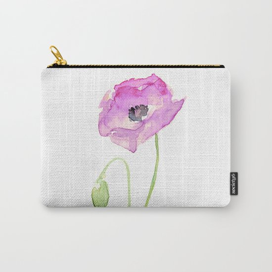 Flower Purple Poppy Floral Watercolor Carry-All Pouch