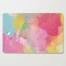 Gradient Watercolor yellow pink green Cutting Board