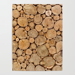 Artwork 3432 texture of wooden logs Poster