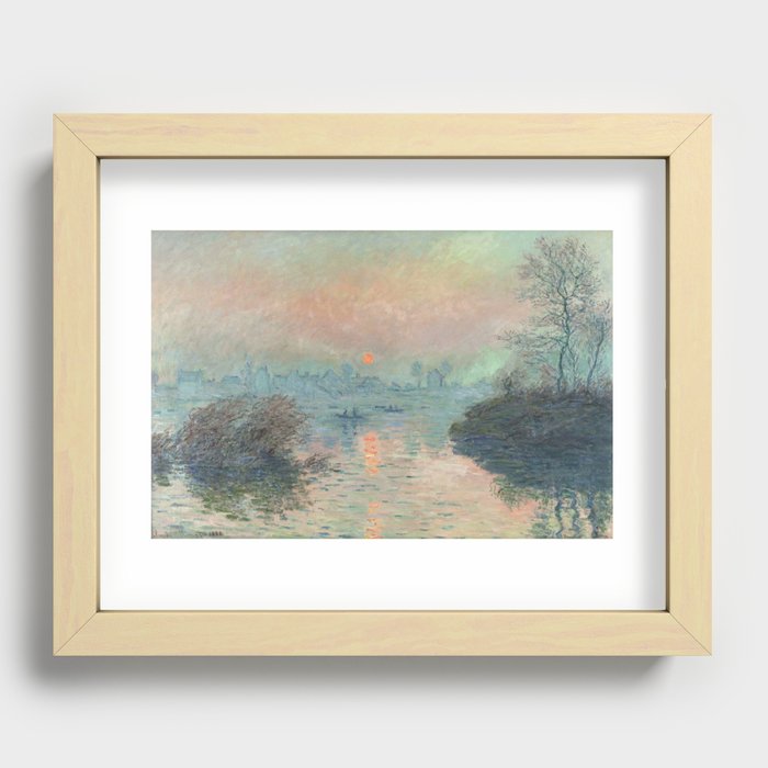 CLAUDE MONET. Sun setting on the Seine. Recessed Framed Print