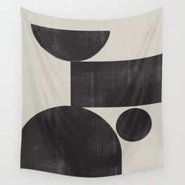 Abstract Black and Beige Geometric No. 1 Wall Tapestry