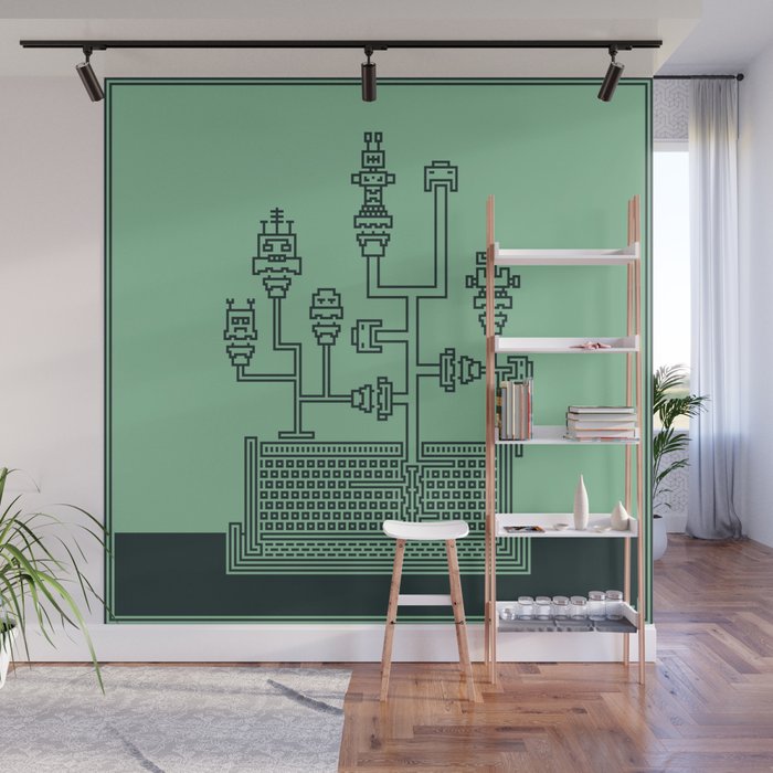 Planticular Robotic Wall Mural | Graphic-design, Digital, Illustration, Concept, Gaming, Retro, Pixel