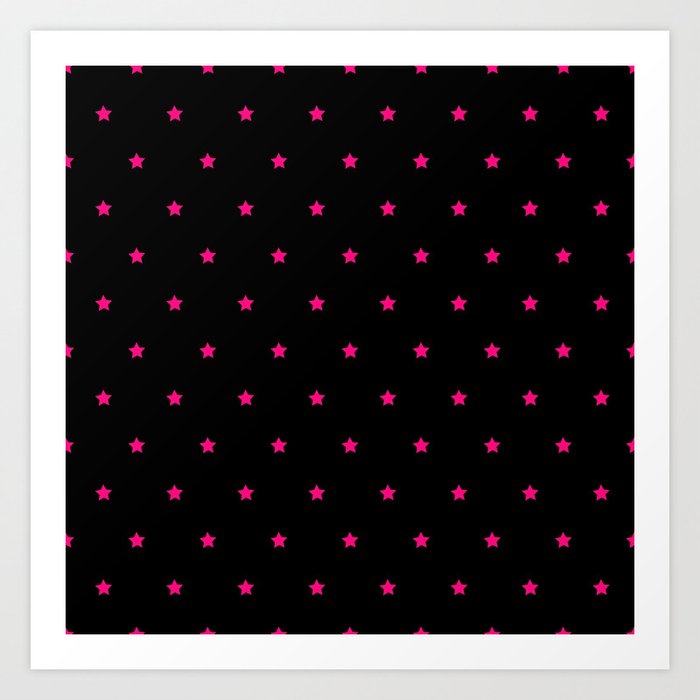 Neon Pink And Black Magic Stars Collection Art Print