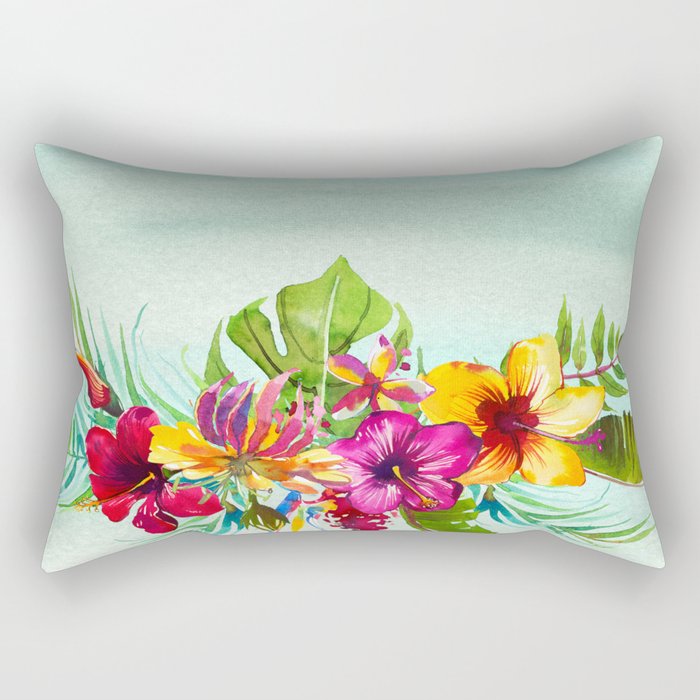 Tropical Summer Flowers 2 Rectangular Pillow