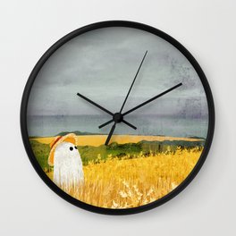 There's a ghost in the wheat field again... Wall Clock | Haunted, Wheat, Curated, Creepy, Sky, Landscape, Sea, Meadow, Field, Painting 