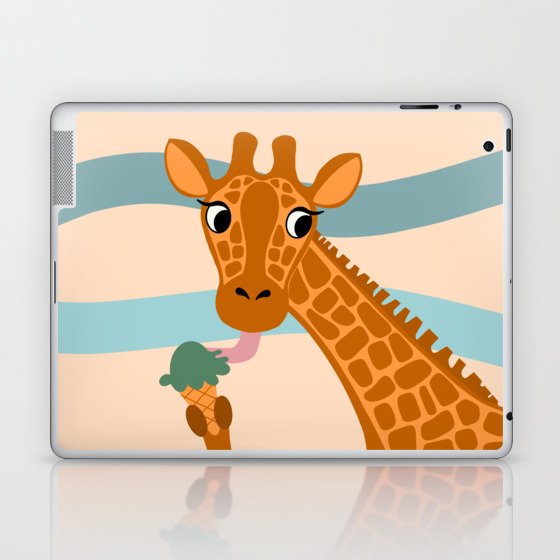 Giraffe eating icecream Laptop & iPad Skin