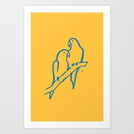 Lovebirds on Gold Art Print