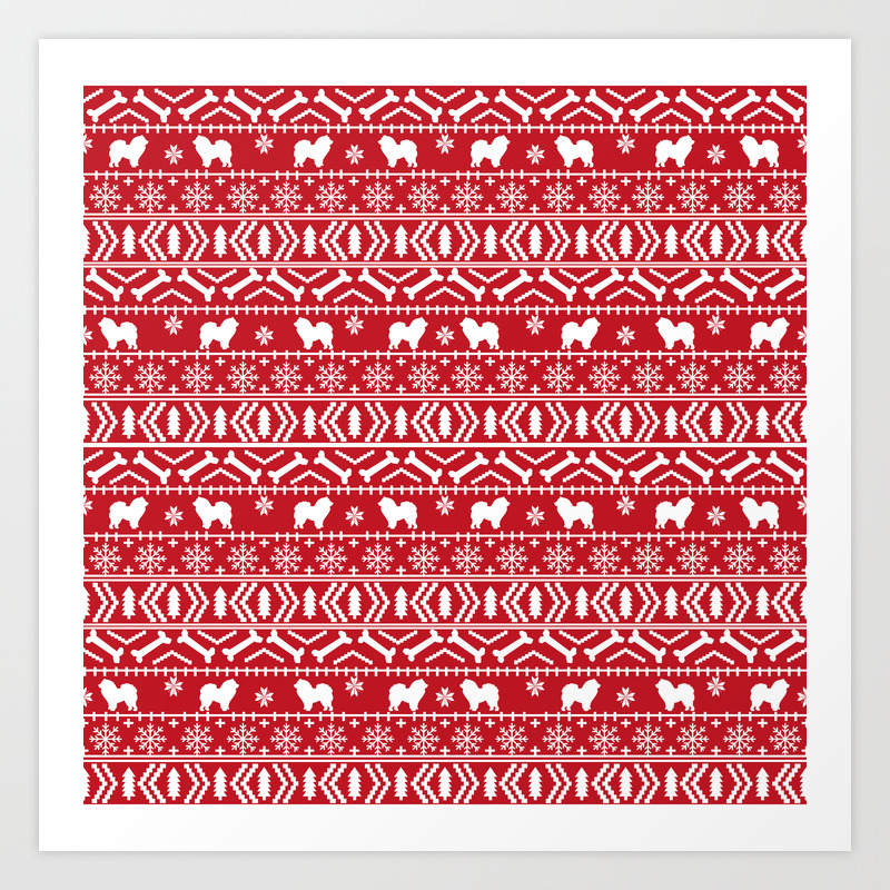 Chow Chow Fair Isle Christmas Pattern Minimal Ugly Sweater Dog Breed Art Print By Petsilhouettes Society6