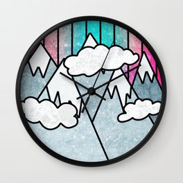 Retro Mountain Sunset Wall Clock