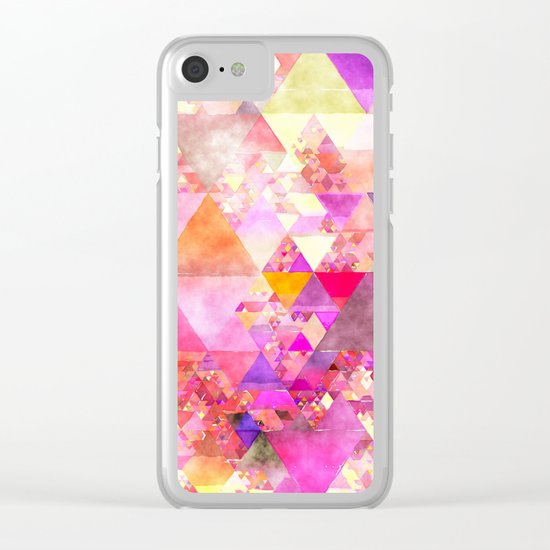 Abstract pink purple yellow -Colorful triangle pattern #Society6 Clear iPhone Case