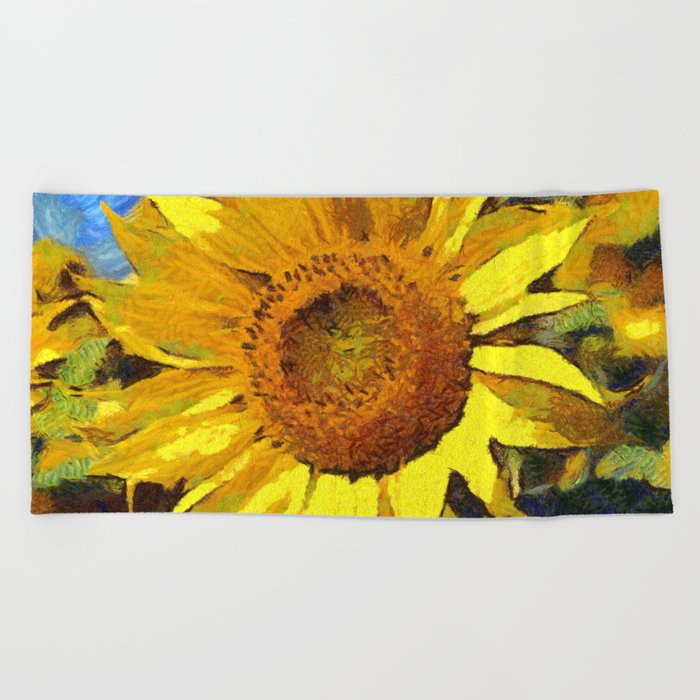 Summer Of Sunflowers Artistic Style Beach Towel