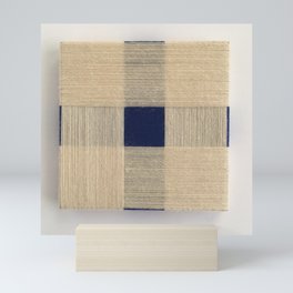 Blue Square - fiber art  Mini Art Print