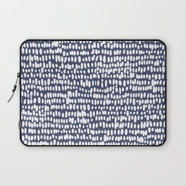 Spotted Preppy Dots Abstract in Navy Blue Laptop Sleeve