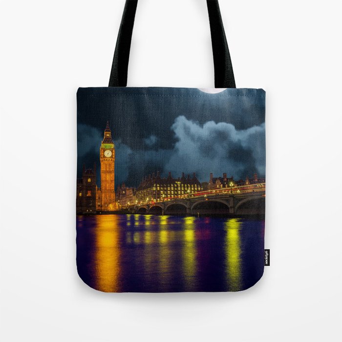 Great Britain Photography - London City Lit Up In The Night Tote Bag