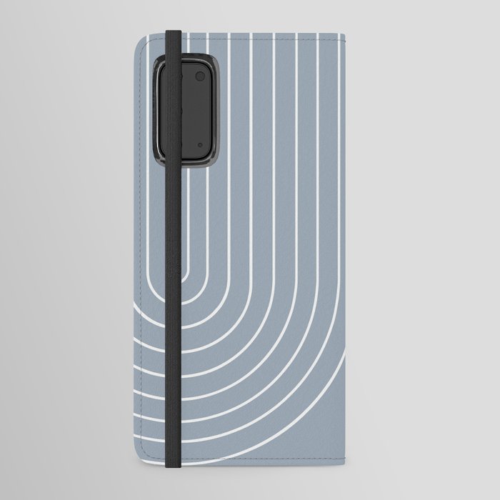 Minimal Line Curvature LXXVII Natural Blue Mid Century Modern Arch Abstract Android Wallet Case