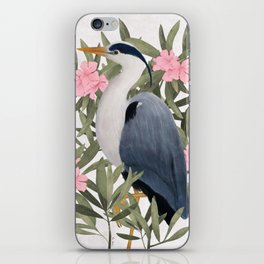 Gray heron and oleander plant - iPhone Skin