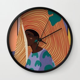 Woman in hat - summer hide Wall Clock