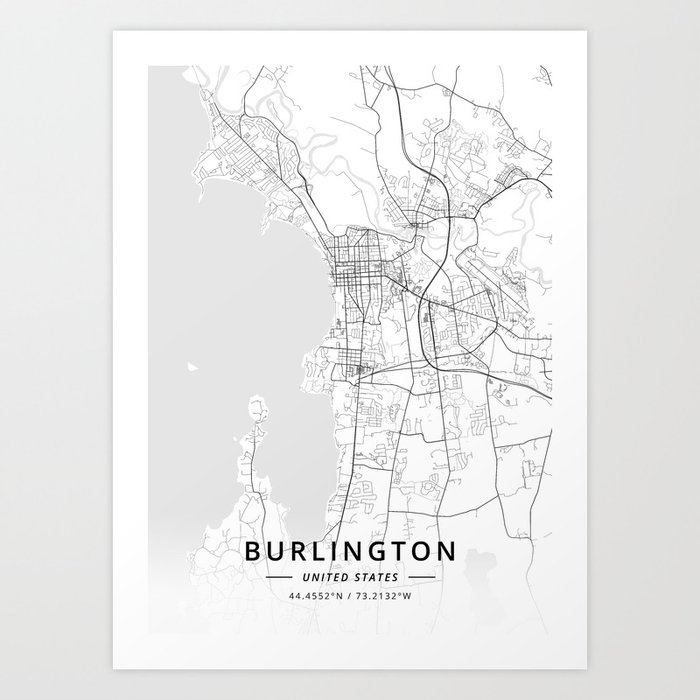 Burlington, United States - Light Map Art Print