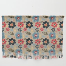 Flat White Line Flowers Wall Hanging