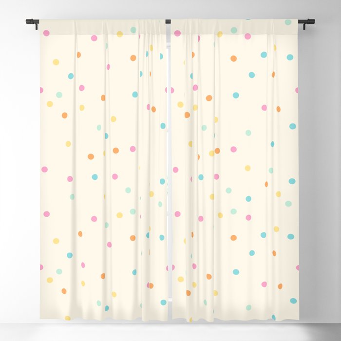 Colorful pastel dots over cream background Blackout Curtain