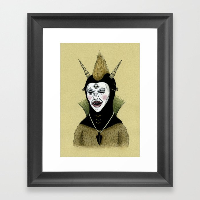 Creature with Black Amulet  Framed Art Print