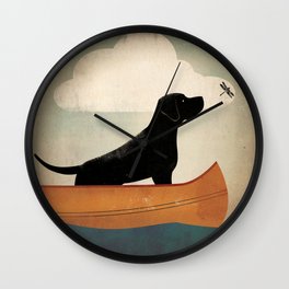 Black Lab Labrador Retriever Dog Canoe Ride Wall Clock