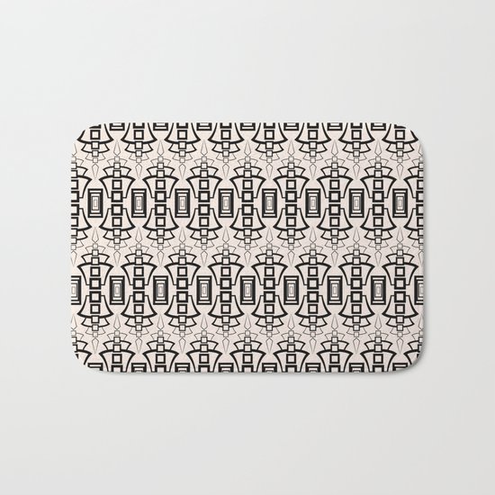 Art Deco . Black and beige pattern . Bath Mat