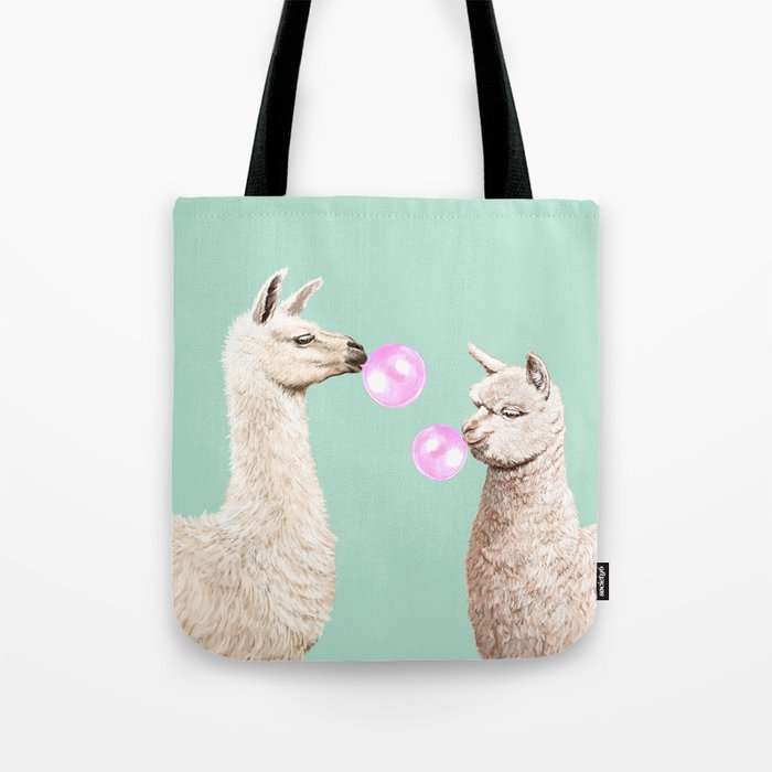 Llama and Alpaca Bubblegum Gang Tote Bag