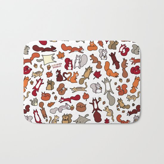 Squirrels in Fall Doodle Bath Mat