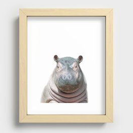 Baby Hippo, Nursery Animals Print by Zouzounio Art Recessed Framed Print