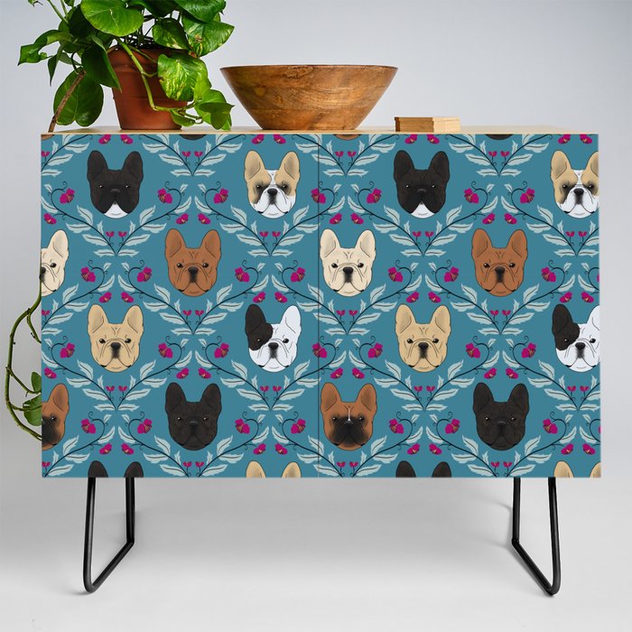 Pardon My Frenchie (Teal) Credenza