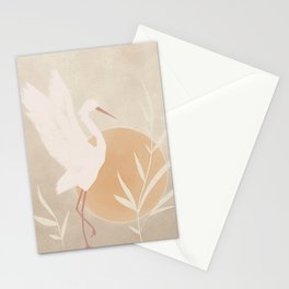 Sunset crane Stationery Cards