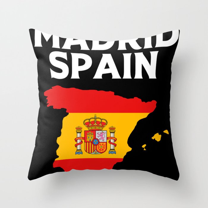 Spanish Map Espana Flag Madrid Spain Throw Pillow