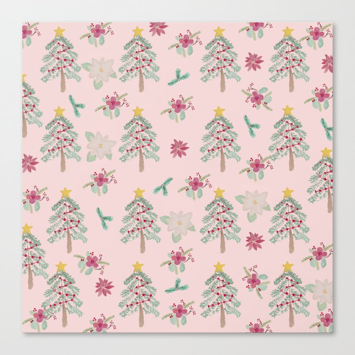 Christmas Pattern Pink Leinwanddruck Christmas Pattern Pink Leinwanddruck