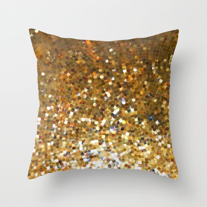 Golden Sequin Luxury Glitter  Throw Pillow