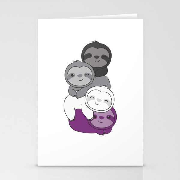 Asexual Flag Pride Lgbtq Cute Sloth Bunch Stationery Cards