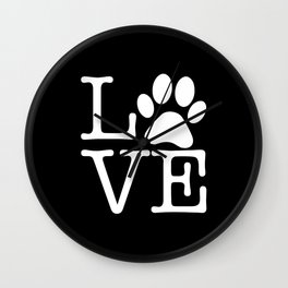Love Pets Paw Cute Typography Wall Clock