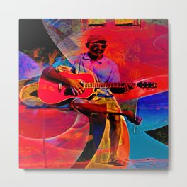 Busking Metal Print | Hdr, Digital, Abstractportrait, Vector, Photomontage, Streetmusician, Painting, Guitarist, Concept, Vintage 