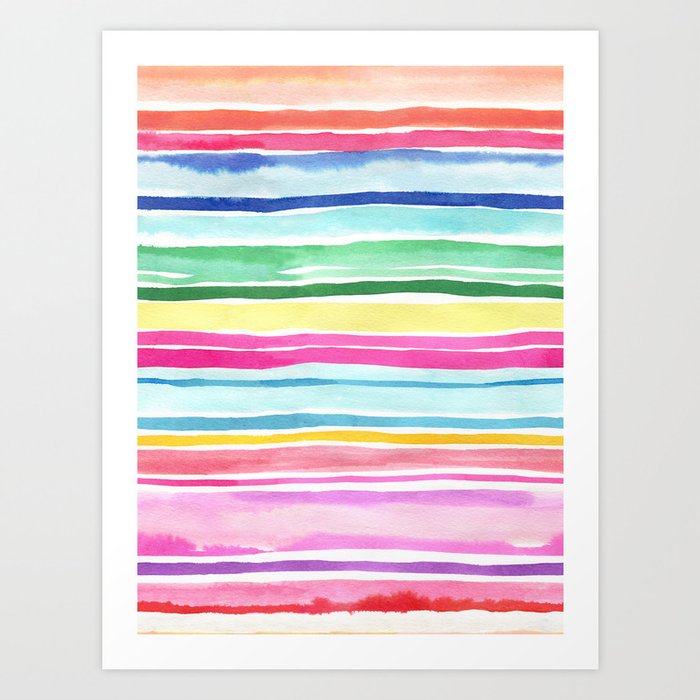 Icecream stripes Multicolored rainbow Art Print