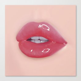 Red Glossy Lips Canvas Print